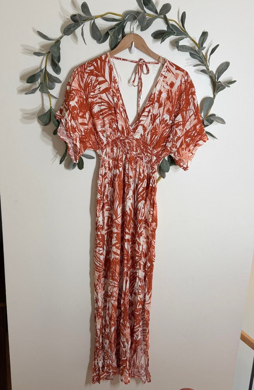 Lovestitch Orange and White Maxi Dress